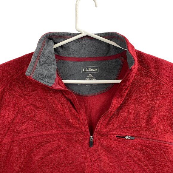 L.L. Bean Mens Red 1/4 Zip Fleece Pullover Jacket XL 100% Polyester Gorpcore - Picture 6 of 9